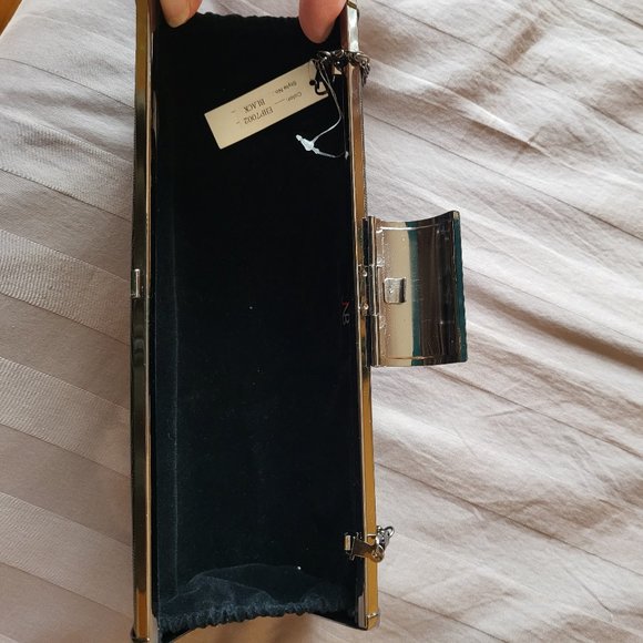 NEW JNB EVENING CLUTCH PURSE HARD SHELL WITH RHINESTONE CLASP - Picture 10 of 12